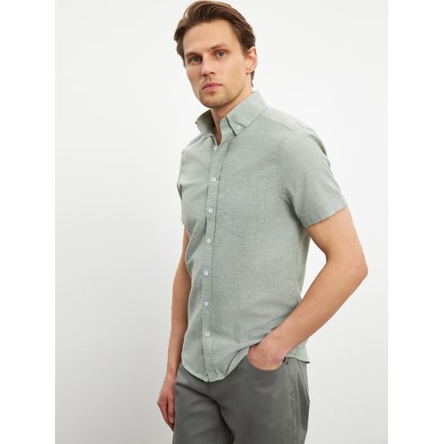 Regular Fit Short Sleeve Linen Blend Men's Shirt