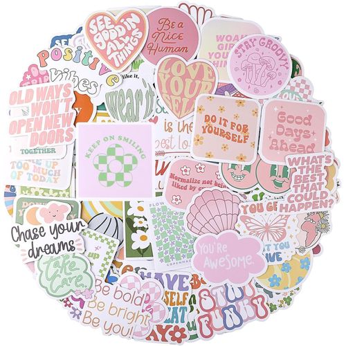 100PCS Pink Motivational Stickers Vinyl Waterproof Stickers for Laptop Bumper Water Bottles Computer Phone Hard Hat Car Stickers and Decals Inspirational Stickers