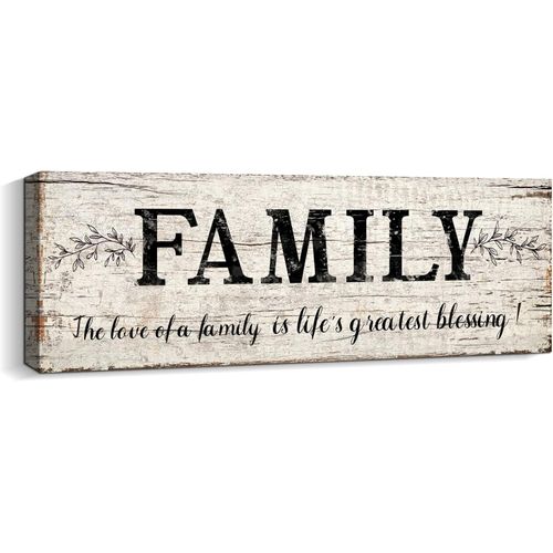 Purple Verbena Art Family Signs Wall Decor Quote Words Wall Plaques Family Framed Wall Vintage Retro work Decoration for Bedroom Living Room Home (6 X 17 inch, Family)
