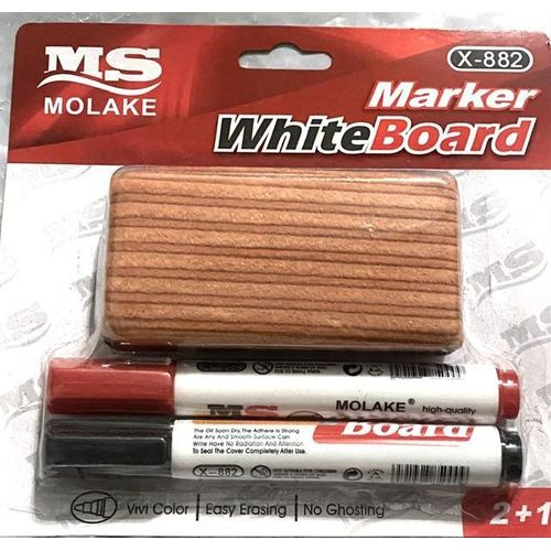 Set Of 3 Pcs Of High Quality White Board Markers Red ,Black Color With A White Board Eraser