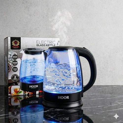 Electric glass kettle, 2 liter capacity, 2000 watts