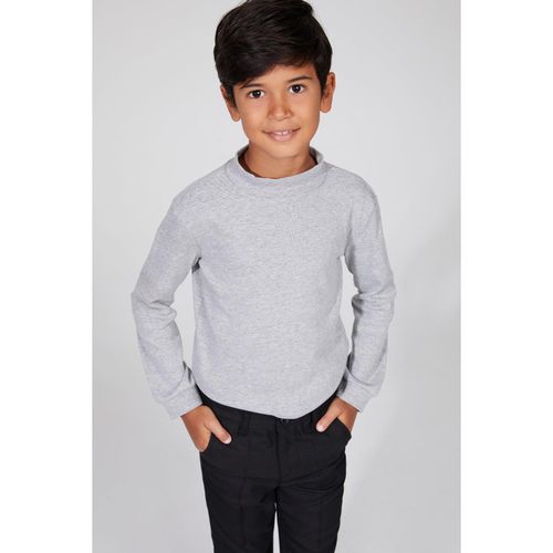 Knitted Long Sleeve T-Shirt - Grey Melange