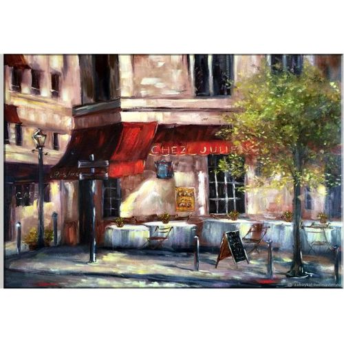 A 3D Cafe In Paris Printed Tableau - 40x30 Cm