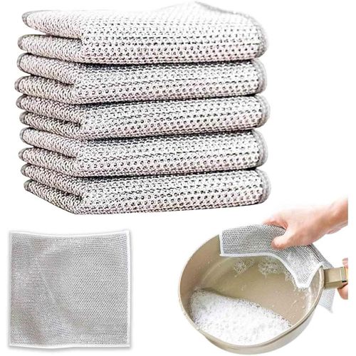 5 Count Multipurpose Wire Dishwashing Rags for Wet and DryPowerful Cleaning Effect Wire RagsReusable Kitchen Cleaning Metal Dishwashing for Home Kitchen Tableware Pots