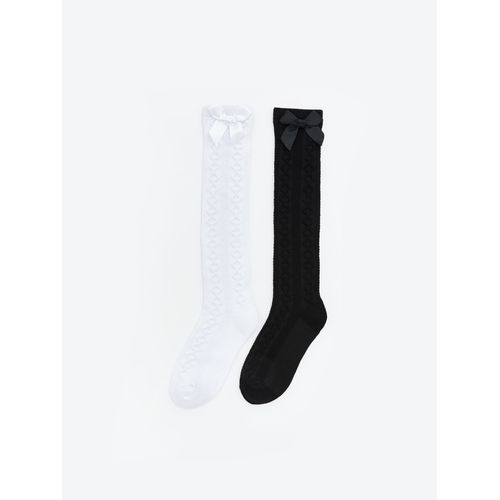 Bow Detailed Girls Knee Socks 2 Pack