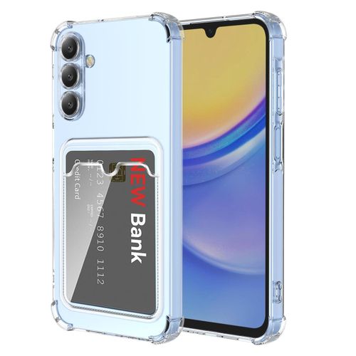 Case Compatible with Samsung Galaxy A17 4G/5G Clear Card Holder Back Wallet Crystal Transparent Soft TPU Shockproof Bumper Corner Drop Protection Phone Cover With Camera Lens Protection - Clear