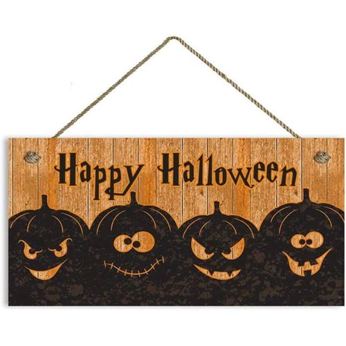 Happy Halloween Sign, Rustic Spooky Pumpkin Halloween Sign, 12*6 Sign, Spooky Door Sign, Halloween Party Decor(801D1065)