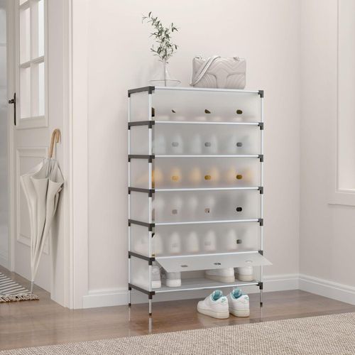 Shoe organizer, shoe storage rack, shoe organizer cabinet with dustproof cover, capacity 21–25 pairs, helps to utilize space, suitable for closet, entryway and bedroom.