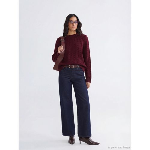 Crew Neck Self-Patterned Women's Knitwear Sweater
